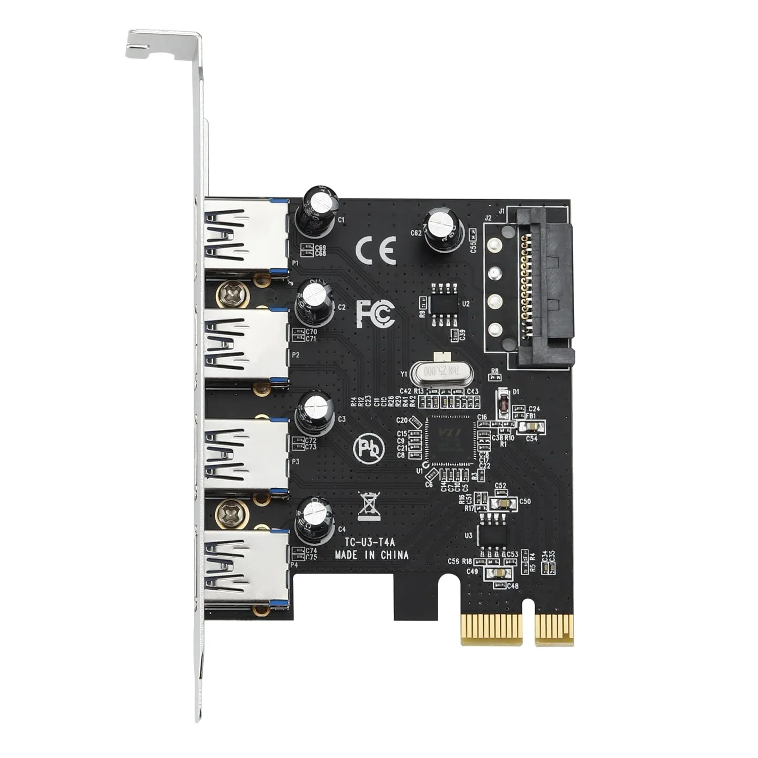 S-Tech PCI Express 4-Port USB 3.0 Expansion Card with SATA Power VL805 view 2
